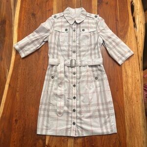 Burberry Light Pink and Beige Plaid Dress